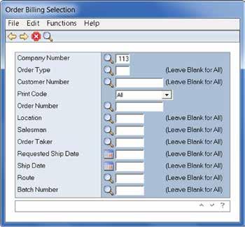 Multiple Order Selection Order Billing Selection To change the billing status for more than one order as a group, select Order Billing Selection from the S2K Enterprise Customer Orders Daily