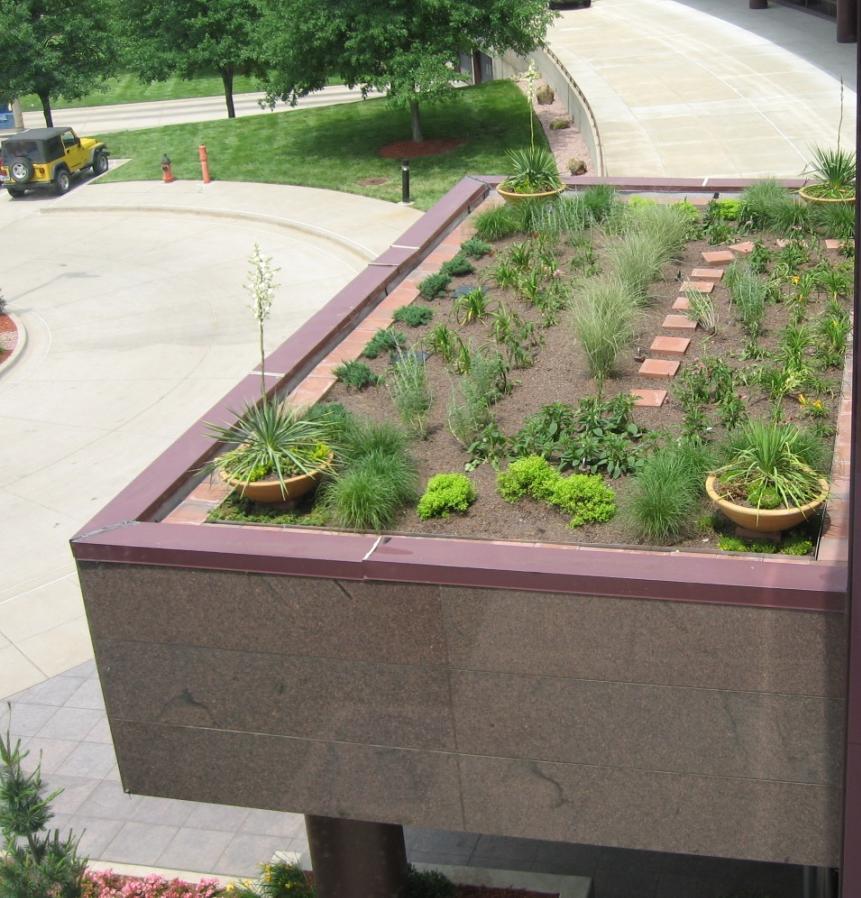 Stormwater Management Green roof Reduces rate and volume of runoff Reduces heat island
