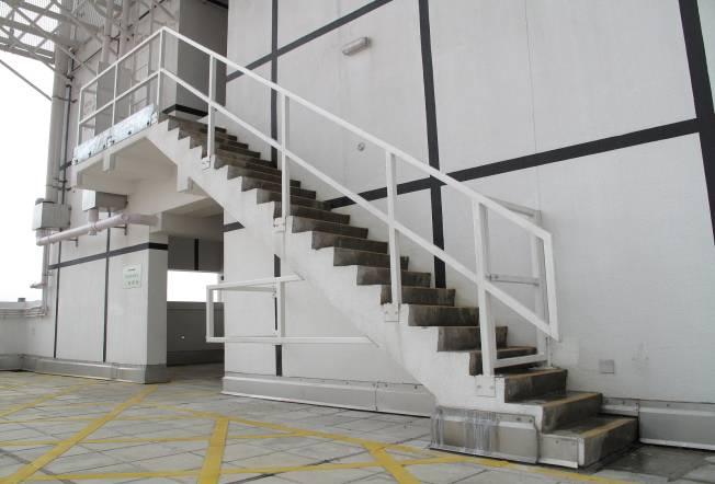 Upper Roof Stairs with railing are