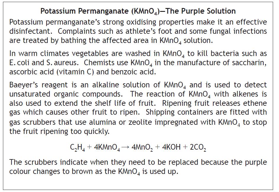 7. Read the passage below and answer the questions that follow. a) Suggest a ph for aeyer s reagent. b) Name the gas removed by the scrubbers.