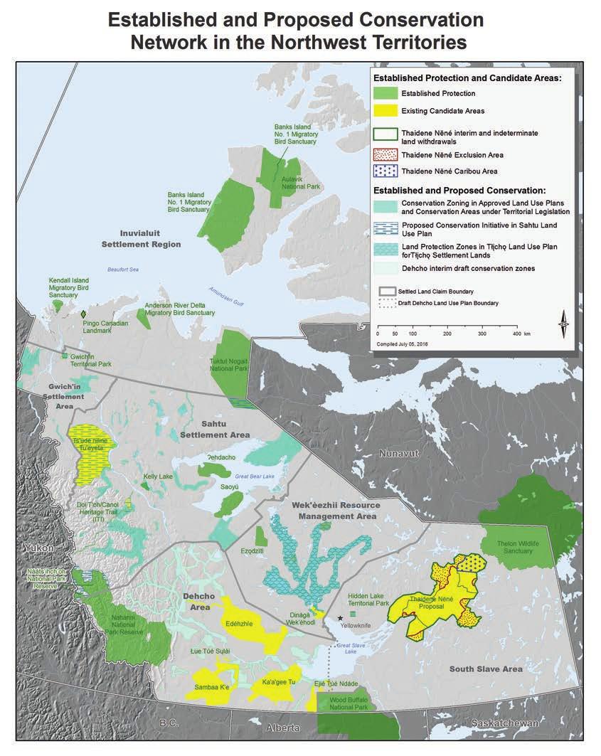 Figure 1: Established and proposed conservation network in the NWT.