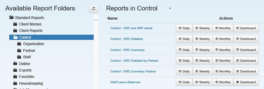 REPORTS This dashlet will display any reports that have been added to Dashboard Report Favourites within the Reporting menu.