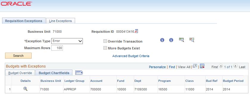 Back on the Budget Override tab, there is an Override Transaction checkbox.
