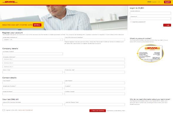 User Guide Registering for You can register for in just a few simple steps. Go to: https://mybill.dhl.com/login and click on the Sign-up to button.