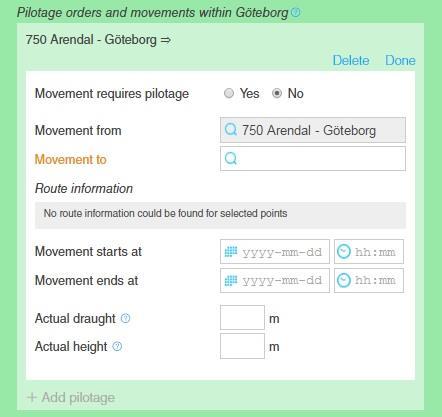 26 User manual For movements without a pilot you specify the location movement to.