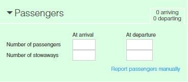 User manual 41 Passengers Have the vessel passengers on