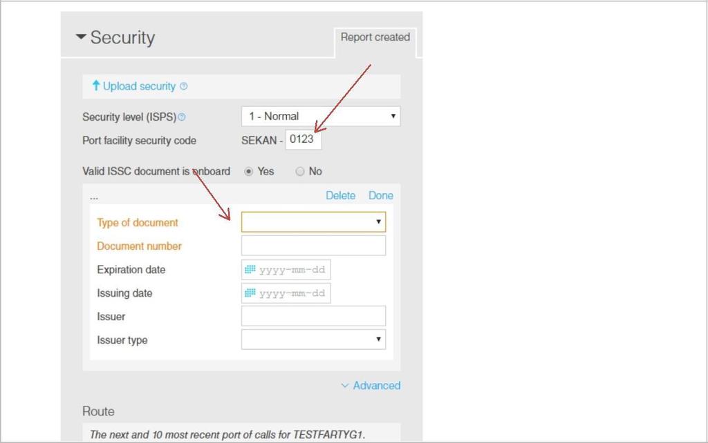 User manual 49 Would you rather enter all data manually you fill in the "Port Facility Security Code.