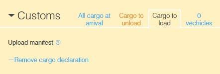 User manual 73 Loading cargo that are under the Customs supervision When you report cargo to be loaded, this should be described by upload manifest under the tab Documentation.