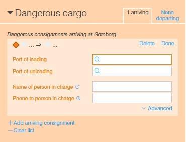 User manual 77 Dangerous goods Has the vessel arriving dangerous goods from a non-eu port or will load dangerous goods (departing) at