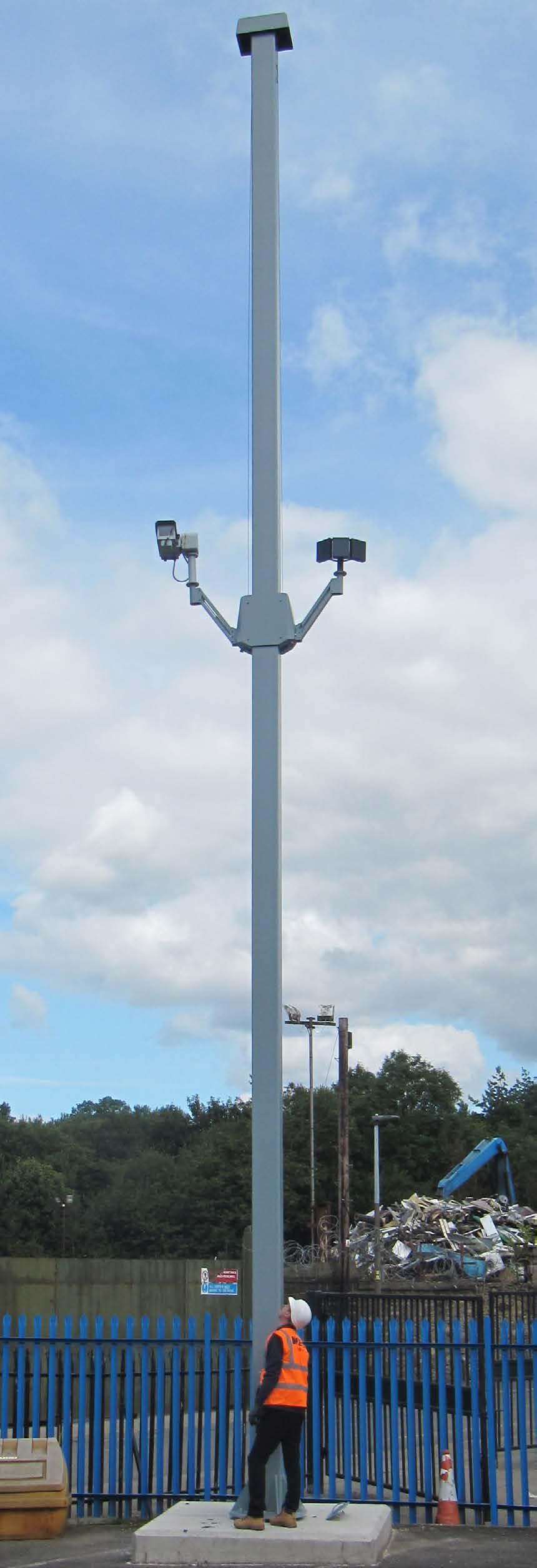 DESIGN FEATURES - An ideal column for urban & traffic CCTV Schemes - Square section pole design for maximum carriage stability - Designed in accordance with Highways Specifications under the sector 6