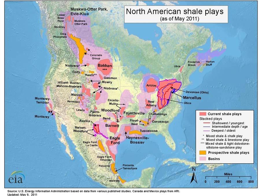 North American shale gas plays Prolific shale gas