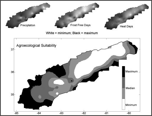 Fig 2 Agroecological suitability of the Southern Appalachia study