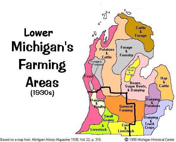 Figure 6. 1930s Lower Michigan farming areas.