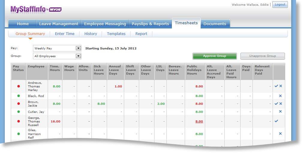 Shift and Other Leave Summary Columns for Shift Leave Days and Other Leave Days are now displayed on the group Summary