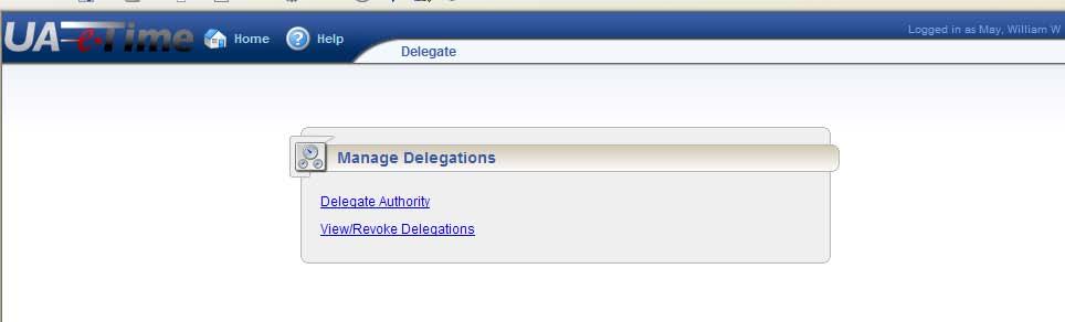 Manage Delegations 1. Log into UA-eTime 2.