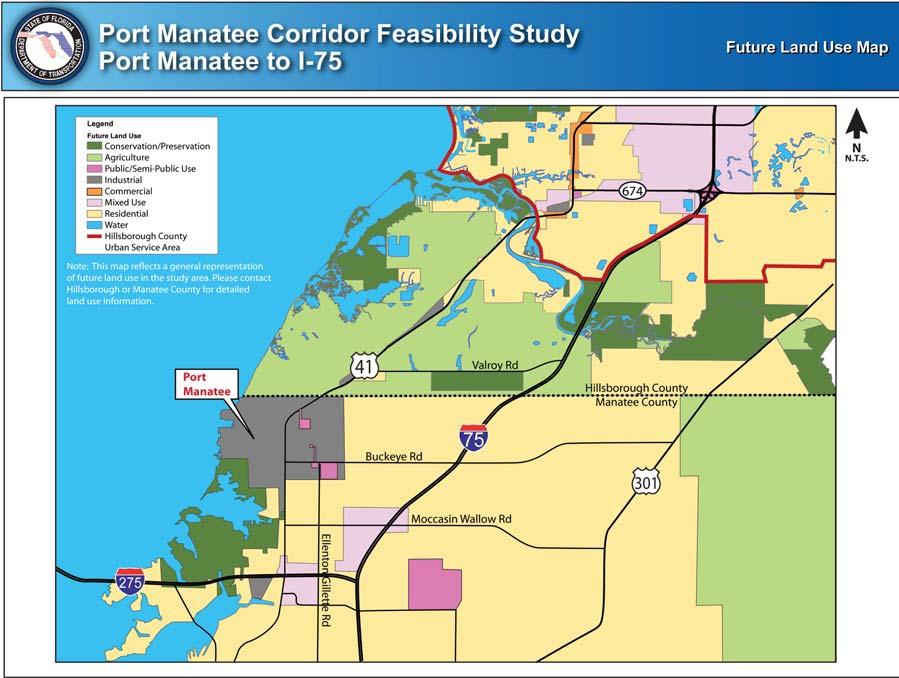Continued from page 2 Study Purpose The purpose of this study was to develop viable corridor alternatives that will improve goods movement and traffic flow between I-75 and Port Manatee, both key