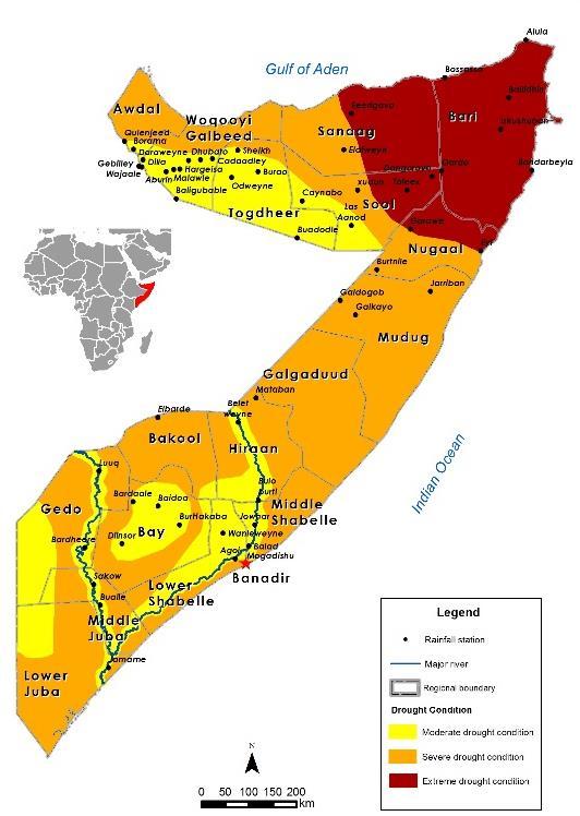 WORSENING DROUGHT Drought has now spread across all of Somalia. The crisis first manifested in the north in Somaliland and Puntland.