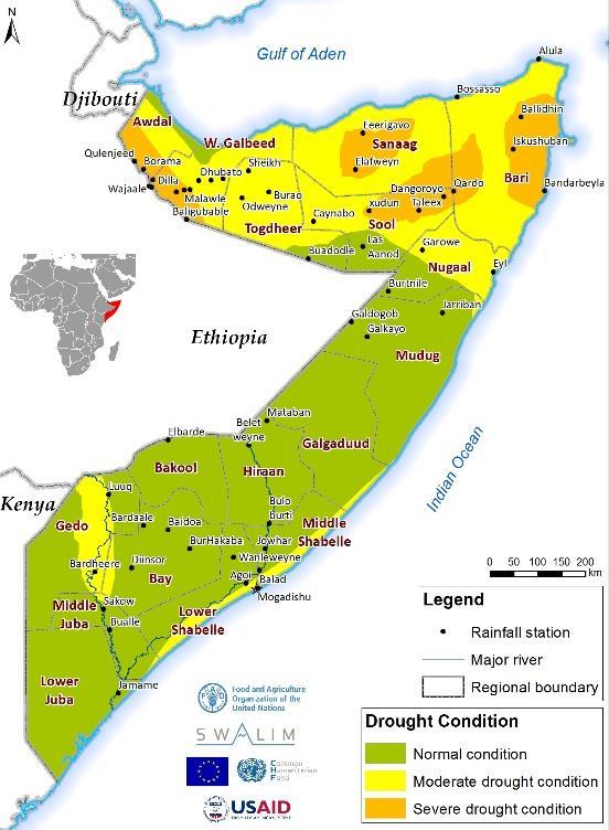 Drought was the most severe manifestation of the 2015/16 El Niño in Somalia, which brought increased rainfall to parts of southern and central Somalia and depressed rains in the north.