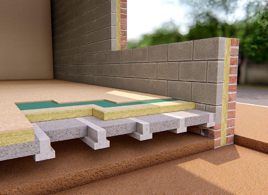 Construction 2: Suspended beam and block ROCKWOOL Thermal is laid over the dense beam and block floor below screed or t&g flooring grade chipboard where floor heights are limited. U-value (W/m²K) 0.