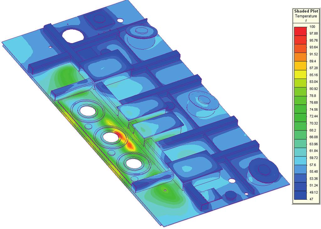 Temperature distribution on the cover plate calculated with modified shunt arrangement is shown in Figure 7.
