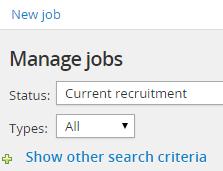 Managing jobs Searching for jobs via manage jobs Click Jobs in the upper menu to view and search for jobs in