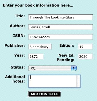 Adding a Book You have the option of