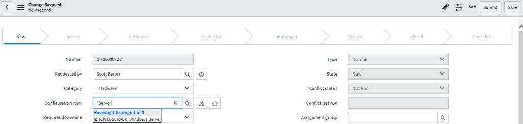 H. SEARCHING ON CONFIGURATION ITEM (CI) All change records must have a CI populated in order to complete the change record for submittal and approval.