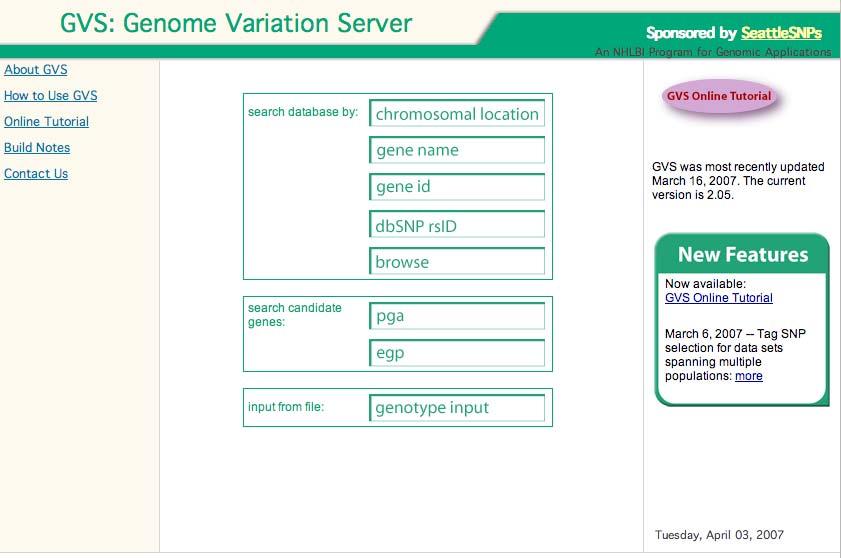 GVS : Genotype/Analysis Tool
