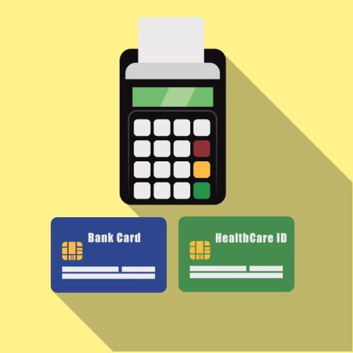 The transaction would begin with the terminal performing either a financial transaction (EMV) or a healthcare identity authentication transaction.
