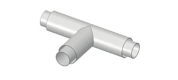 Straight tee, un-insulated double wall Joint kit insulated