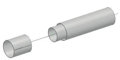 Joint kit un-insulated double wall pip Cut part of conduit pipe, L=200mm and also cut in one place open longitudinally.