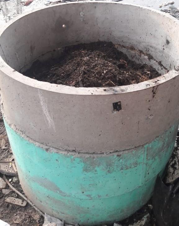 waste management. There are concrete rings to compost the organic waste.