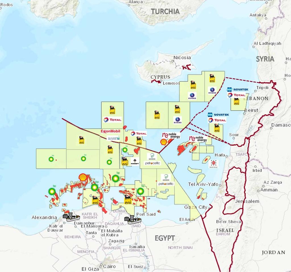 The East Med could become a strategic energy hub for the EU The evolution of the East Med 4,000 Bcm Main recent discoveries: Tamar (2009) 380 Bcm Leviathan (2010) 1% of global gas supply ~ 30%