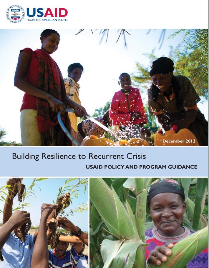 Other Relevant Platforms for FP and CCD Resilience Efforts at USAID Resilience is the ability of people, households, communities, countries and systems to mitigate, adapt to to and recover from