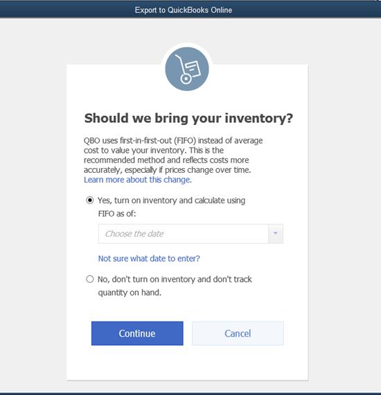 Are you Importing Inventory? If you re importing inventory from version 2016 or later, you ll see the screen below.