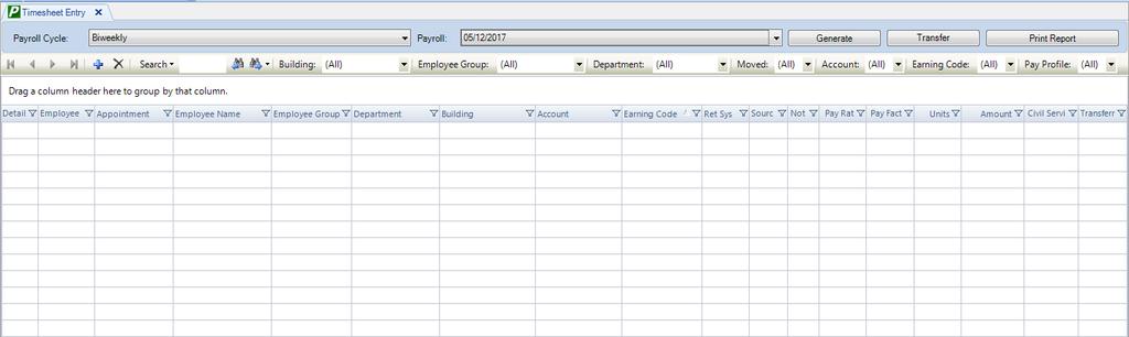 : Payroll Timesheet Entry The Timesheet Entry function allows you to record timesheet entries for different payroll dates at the same time.
