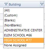 the earnings code is either OT PAY or PER DIEM, for the HIGH SCHOOL. Click the Building column filter.