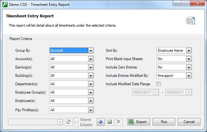 Printing Timesheet Reports The Timesheet Entry routine allows you to print completed timesheet data so that you can verify your entries before transferring the data to the current payroll.