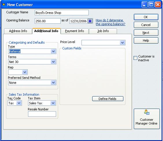 Providing Additional Customer Information You ve just completed the Address Info tab for a new customer.
