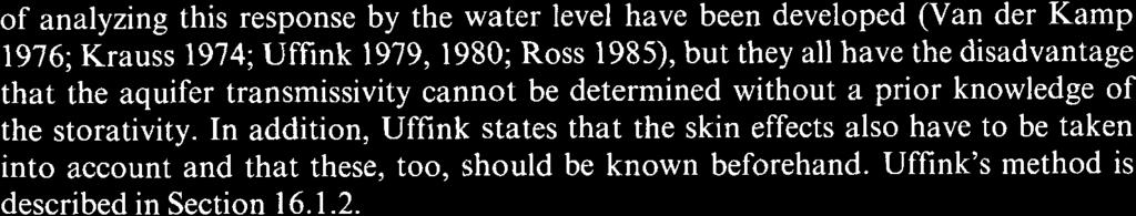 .1.2. 16.1 Confined aquifers, unsteady-state flow 16.1.1 Cooper's method A volume of water (V) instantaneously withdrawn from or injected into a well of