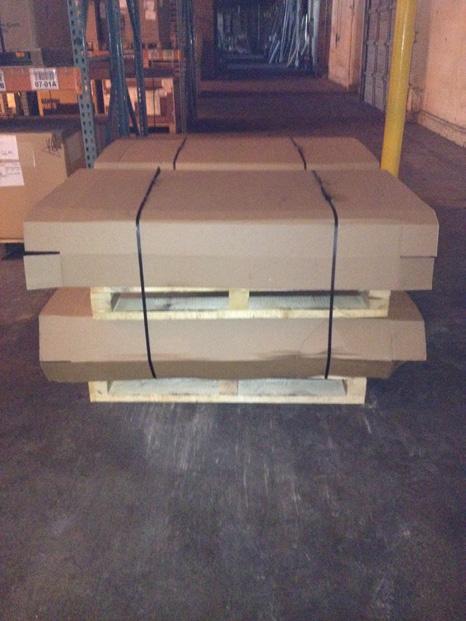 Solution: DSI Kitting Team received all single packed crates into the warehouse, removed the engine blocks and packed two on a pallet, inserted a divider board and stacked another pallet with two