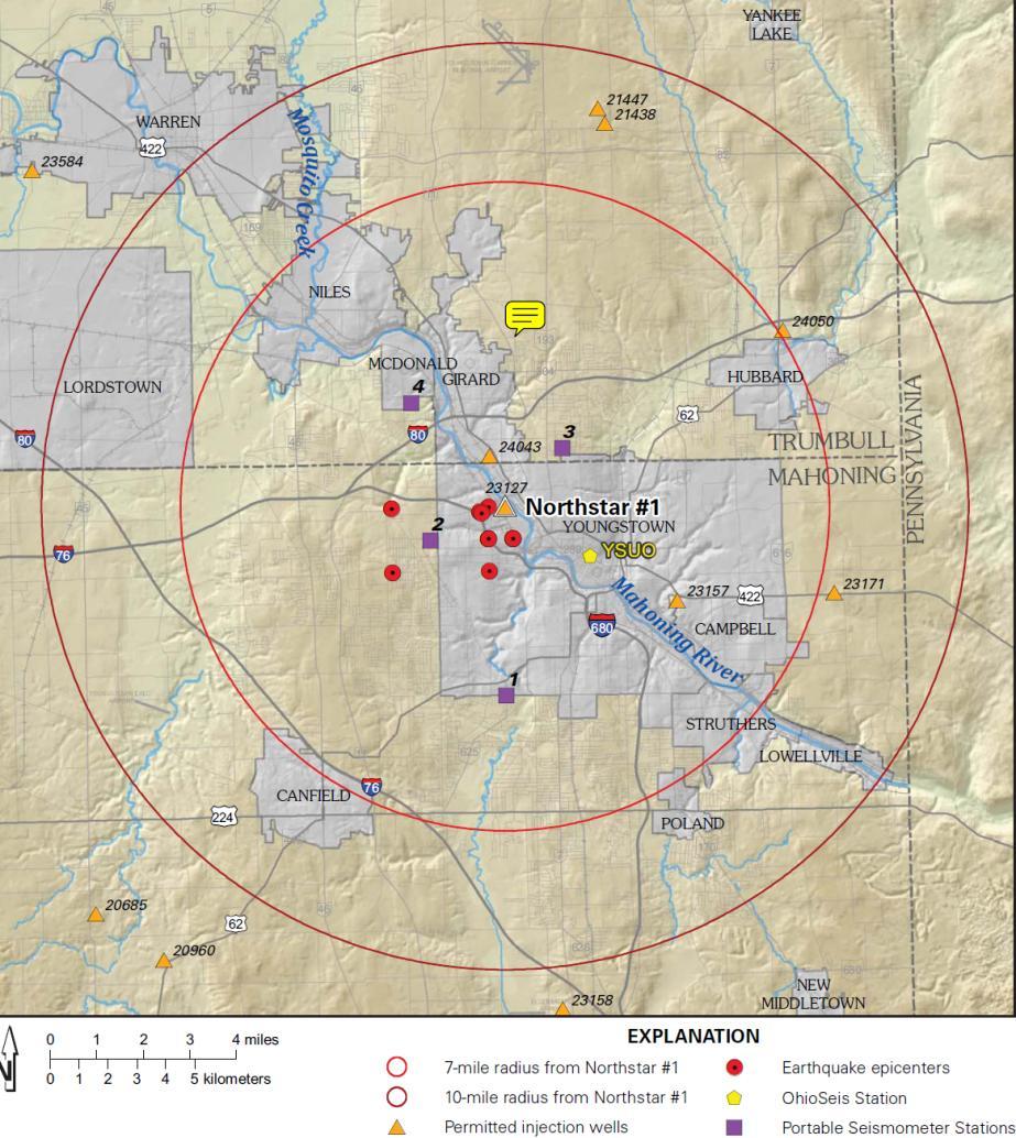 Seismicity examples associated with hydrofracing