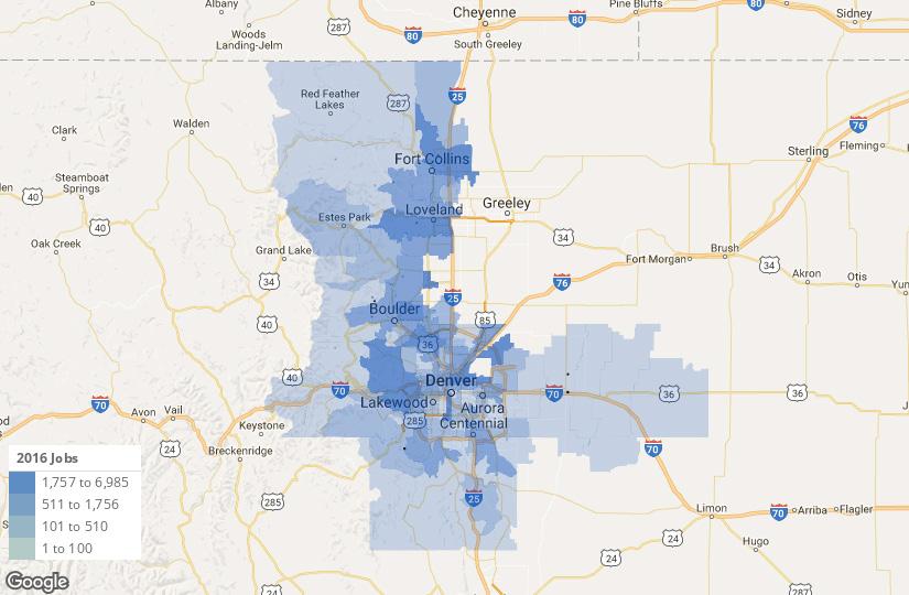 Employment Concentrations This map show where the highest concentration of employment are in the manufacturing sector, by county, within the Colorado Central Planning Region.