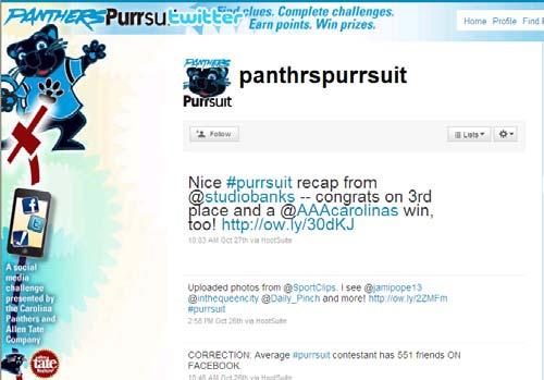 Create unique events, promotions and contests such as the Carolina Panthers have done with "Panthers Purrsuit".