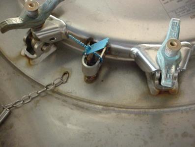 4.3.3 Top valves in tank containers may also need to be sealed, some have wires welded to the fixing nuts, while