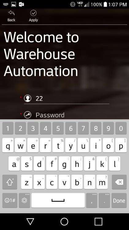 Working in Acumatica Warehouse Log On and Off the App Your device should already be set up to access Acumatica Warehouse. If not, you will see the general Settings screen.