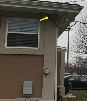 Service wires within 3' of windows.