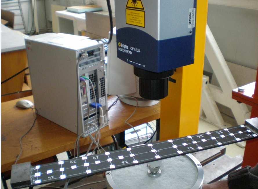 Vibration Tests: Testing Methodology Laser Vibrometer Type of material T300/914 Dimensions of the beam 480 x 50 x 3 mm No of plies 24 Lay-up [0/90/45/-45]3s Measurement point 1 Vibration test based