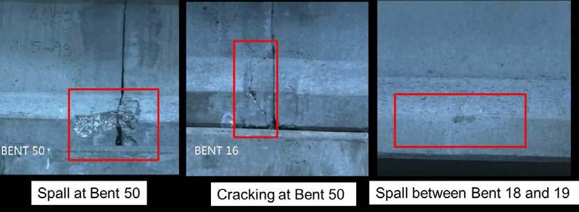Fig.13: Typical cracking and spalls at