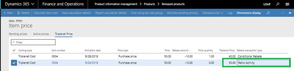 ARM price got updated against the item in both manage cost form and item cost price form 10